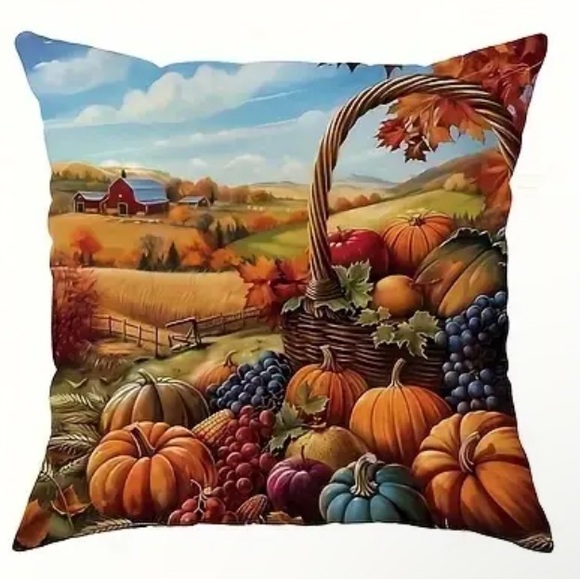 🍂 NIP 4/pc/set Fall Pumpkins Square Pillow Covers 🎃PILLOW COVERS ONLY💐 - Picture 5 of 5
